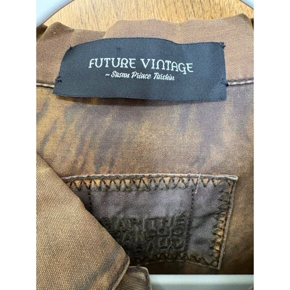 Marithe Francois Girbaud Denim Sz S Jacket MFG Logo Light Chocolate Rockabilly - Picture 4 of 13